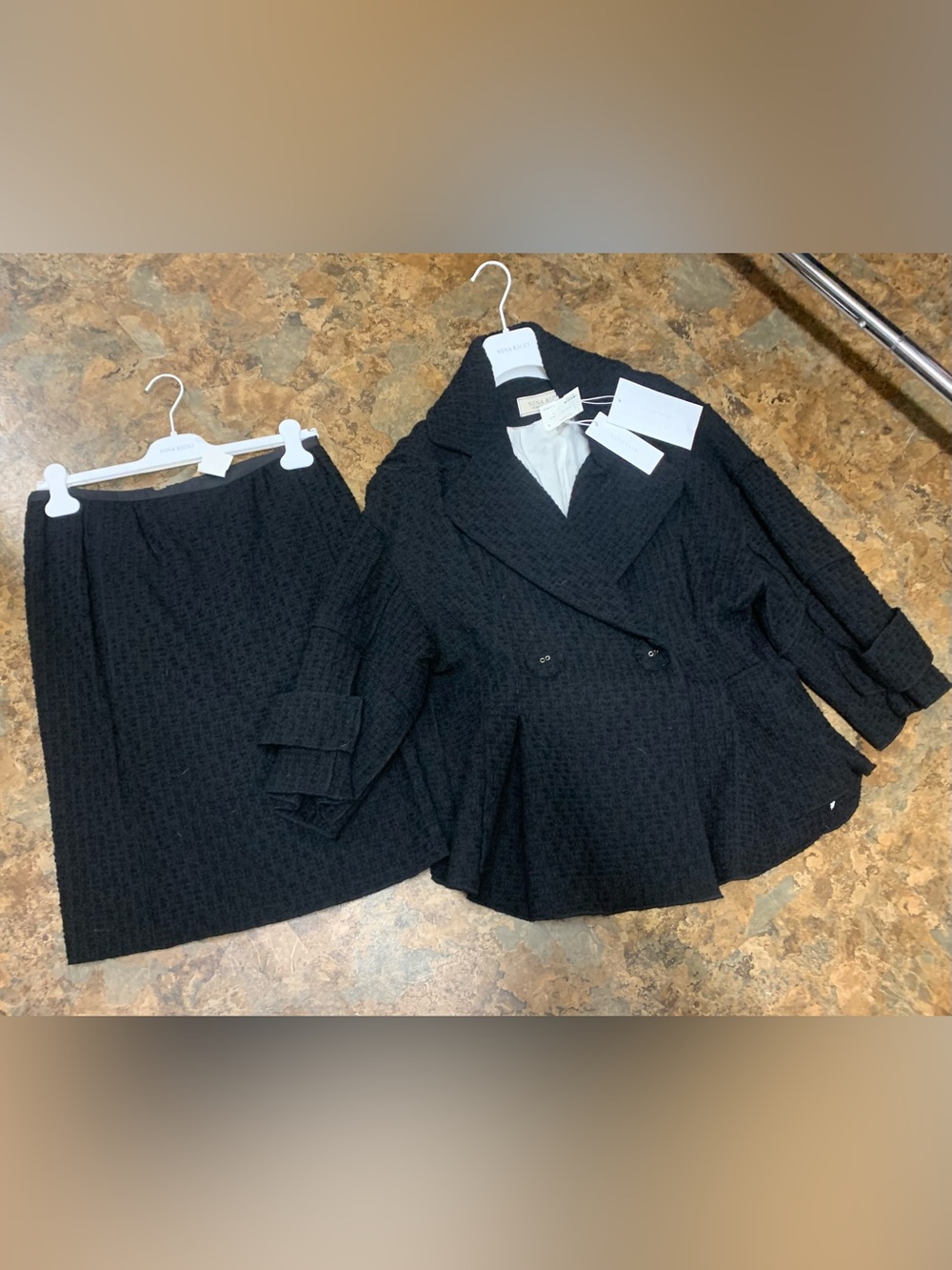 NEW NWT NINA RICCI & MAX MARA black PANT BLAZER & SKIRT SUIT SET